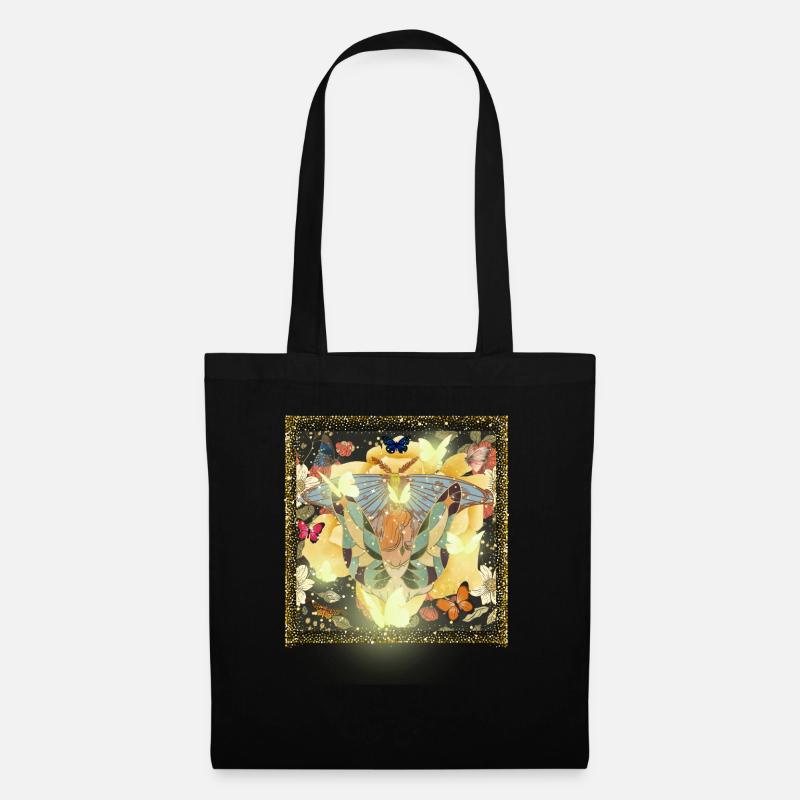 Fée papillons et fleurs vintage - Sac en tissu - noir