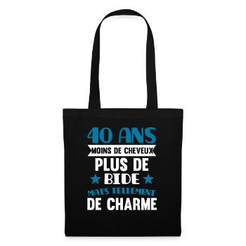 40 ans cadeau humour anniversaire homme beauf papa - Sac en tissu - noir - Devant