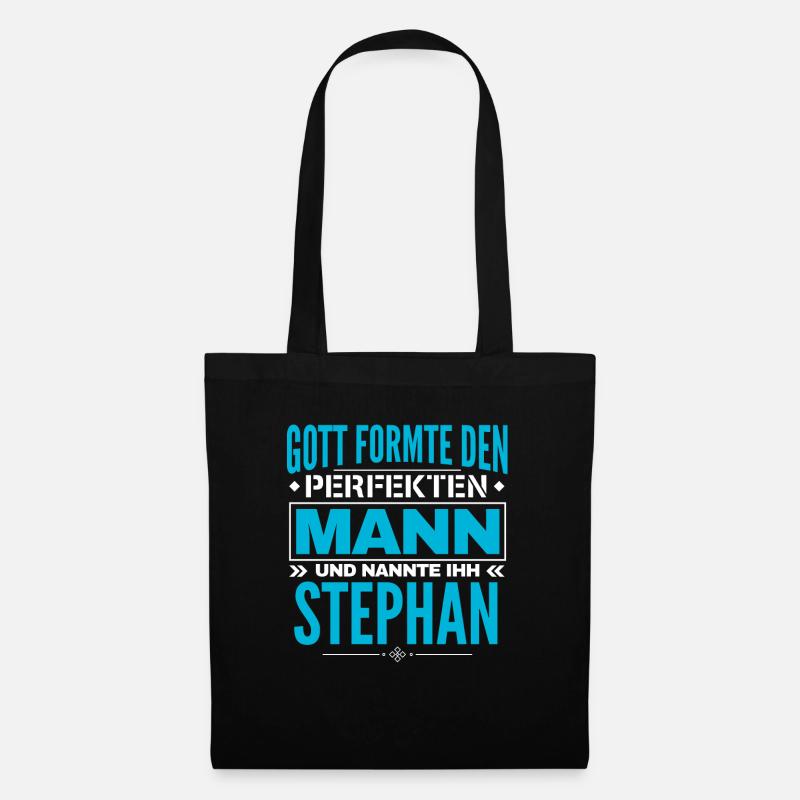 Stephan Name Design - Stoffbeutel - Schwarz