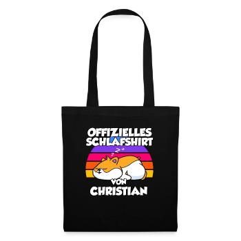 Offizielles Schlafshirt Von Christian - Stoffbeutel - Schwarz - Vorne