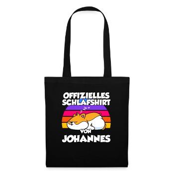 Offizielles Schlafshirt Von Johannes - Stoffbeutel - Schwarz - Vorne