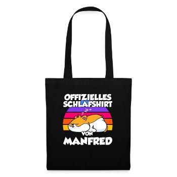 Offizielles Schlafshirt Von Manfred - Stoffbeutel - Schwarz - Vorne