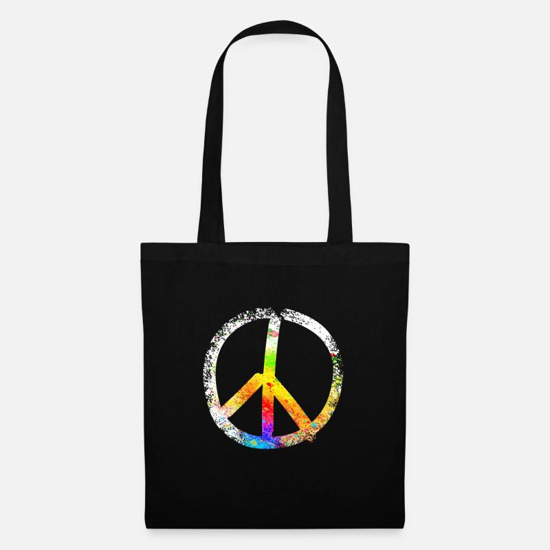peace sign speckled 03 - Stoffbeutel - Schwarz