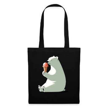 Ours polaire avec crème glacée - Sac en tissu - noir - Devant