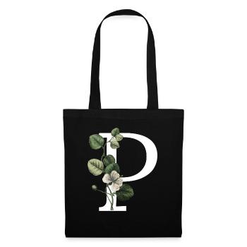lettre p botanique vert - Sac en tissu - noir - Devant