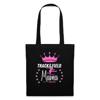 Leichtathletik und Fiels Mama Queen - Stoffbeutel - Schwarz - Vorne