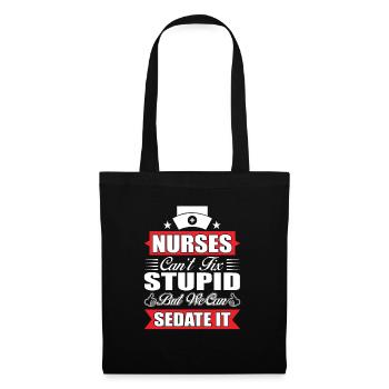 Nurse - Krankenschwester - Shirt - Stoffbeutel - Schwarz - Vorne