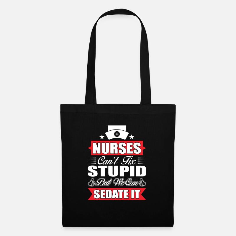 Infirmière Infirmière - Sac en tissu - noir