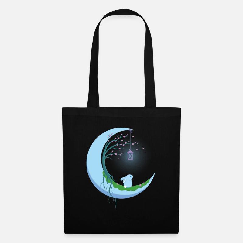 Mond Hase - Stoffbeutel - Schwarz