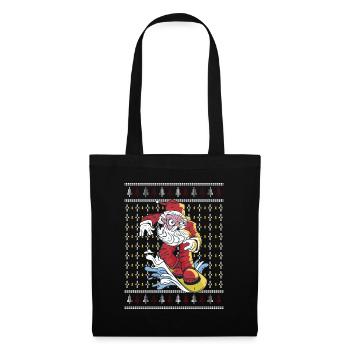 Ugly Christmas sweater mit Weihnachtsmann - Stoffbeutel - Schwarz - Vorne