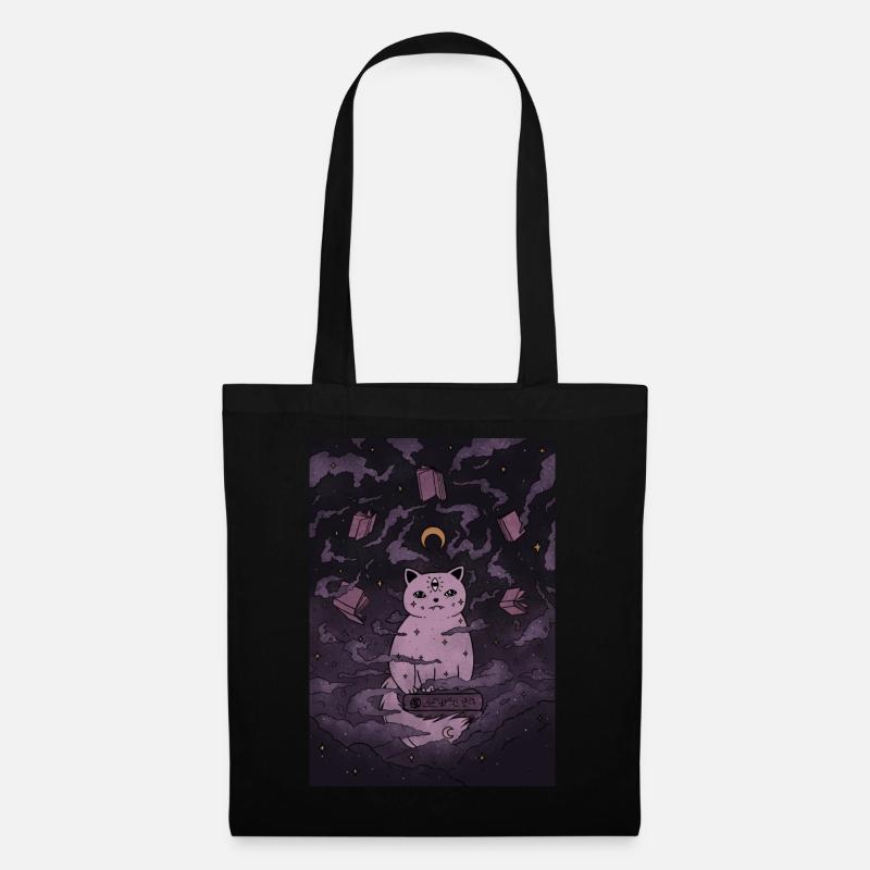 Halloween Bücher Hexe Katze - Stoffbeutel - Schwarz
