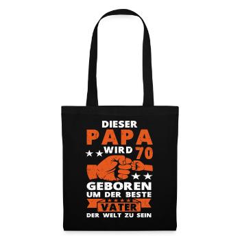 Papa 70 Geburtstag Vater 70 Jahre Spruch - Stoffbeutel - Schwarz - Vorne