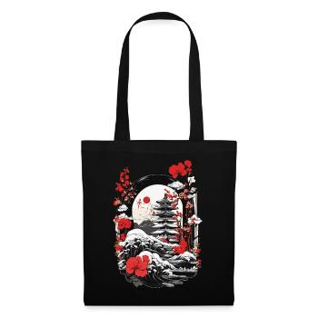 Japanisches Berg-Blumen-Dojo - Stoffbeutel - Schwarz - Vorne