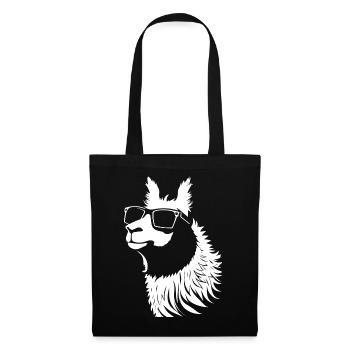 Drôle d’alpaga portant des lunettes de soleil cool alpagas - Sac en tissu - noir - Devant