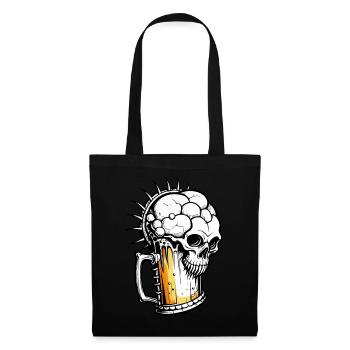 Beer Skull // Totenkopf Bier // Prost FS0057 - Stoffbeutel - Schwarz - Vorne