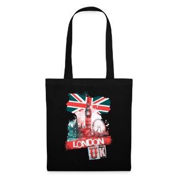 London England Stadt Skyline Big Ben Bunt Splash - Stoffbeutel - Schwarz - Vorne