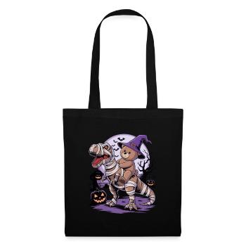 Teddy bear riding a dinosaur on Halloween - Tote Bag - black - Front