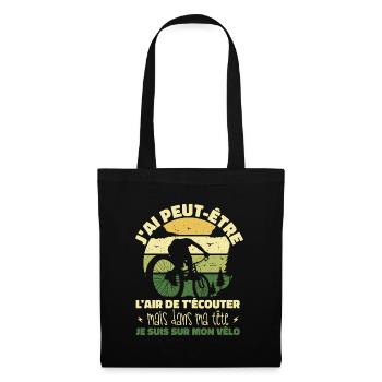 Cyclisme Dans Ma Tête Je suis sur Mon Vélo Humour - Sac en tissu - noir - Devant