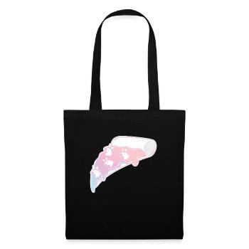 Einhorn Pizza Regenbogen T-Shirt - Stoffbeutel - Schwarz - Vorne