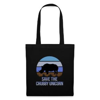Sauvez la licorne potelé drôle rhinocéros Chibby Licorne - Sac en tissu - noir - Devant