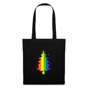 Regenbogen-Weihnachtsbaum LGBTQ Christmas Rainbow - Stoffbeutel - Schwarz - Vorne
