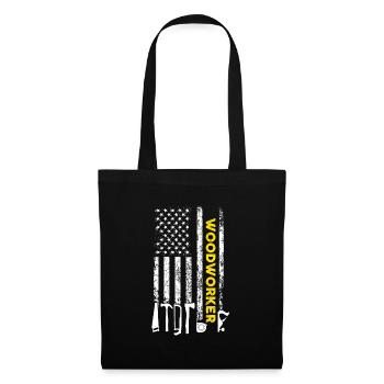 Holzarbeiter American Flag Patriotic CarpenterHolz - Stoffbeutel - Schwarz - Vorne