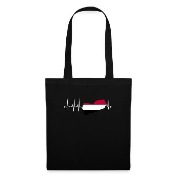 Jemen Heartbeat Ekg Pulse Proud Yemeni Love Jemen - Stoffbeutel - Schwarz - Vorne