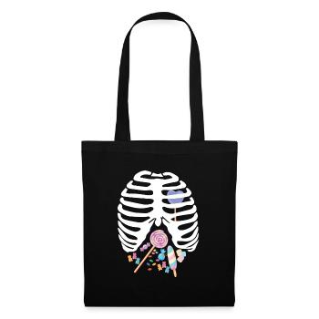Halloween Candy Ripp Cage Skelett Candy Skeletton - Stoffbeutel - Schwarz - Vorne