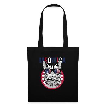 Meowica American Flag 4. Juli Tuxedo Katze Meowica - Stoffbeutel - Schwarz - Vorne