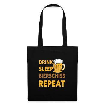 Drink Sleep Bierschiss Repeat Biertrinker - Stoffbeutel - Schwarz - Vorne