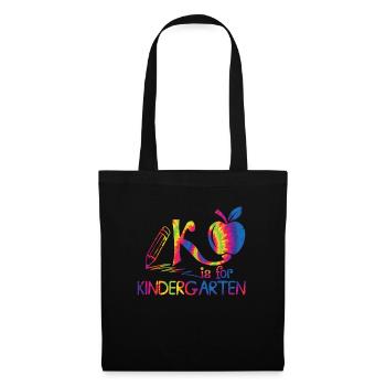 K ist f�r Kinderg�rtner Tye Dye zur�ck zur Schule - Stoffbeutel - Schwarz - Vorne