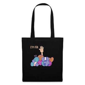 Je vais bien, art cool avec crochet et main - Sac en tissu - noir - Devant