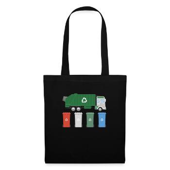 M�llwagen recyceln M�lleimer M�llday -LKWsM�llbeh� - Stoffbeutel - Schwarz - Vorne