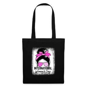 Internationaler Frauentag Messy Br�tchen 8. M�rz - Stoffbeutel - Schwarz - Vorne