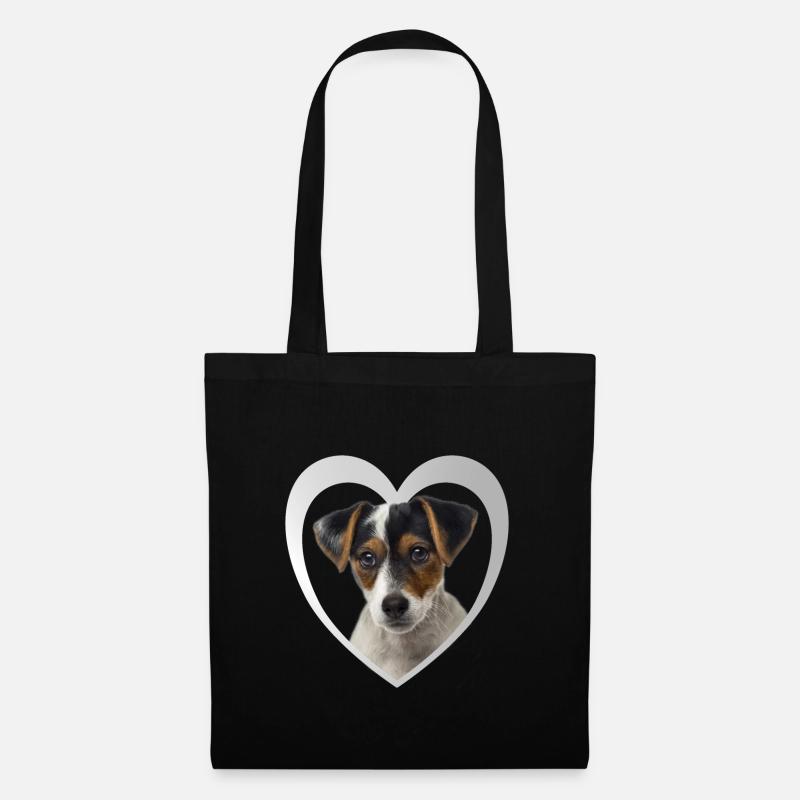 Jack Russel Terrier - Hundeliebhaber - Hunde Herz - Stoffbeutel - Schwarz