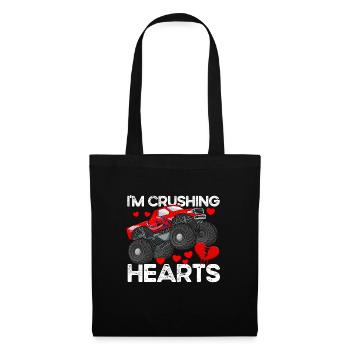 Ich zerquetsche Herzen Monster Truck Boy Valentine - Stoffbeutel - Schwarz - Vorne