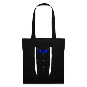 Blaue Fliege Krawatte Hosentr�ger Cummerbund Tuxed - Stoffbeutel - Schwarz - Vorne