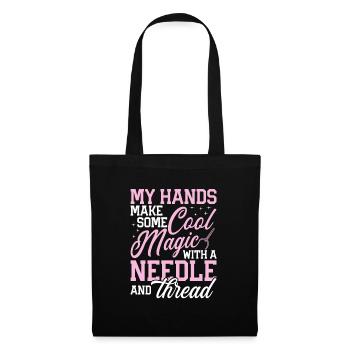 Needle and thread cross stitch craft quilting sewing - Tote Bag - black - Front