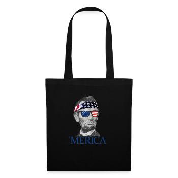 Merica Abe Lincoln Patriotisch 4. Juli Lincoln - Stoffbeutel - Schwarz - Vorne