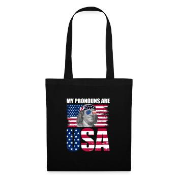 Meine Pronomen sind USA Franklin Patriotic 4. Juli - Stoffbeutel - Schwarz - Vorne