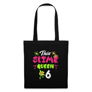 This Slime Queen Is 6 - Slime Lover Birthday - Stoffbeutel - Schwarz - Vorne