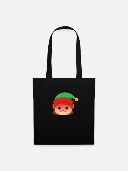 Mädchen Elf Emoticons wütender Elf lustiger Weihna - Stoffbeutel - Schwarz