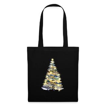 Shark Diver Christmas X-Mas Shark Christmas Tree - Stoffbeutel - Schwarz - Vorne