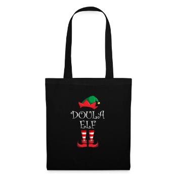 Der Doula Elf Funny Christmas Doula Weihnachts Elf - Stoffbeutel - Schwarz - Vorne