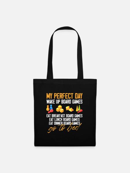 my perfect day wake up board games Design - Stoffbeutel - Schwarz