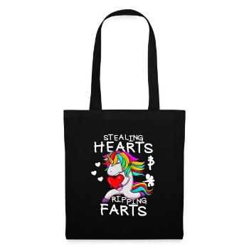 Voler des cœurs et déchirer des pets. Drôle de Valen - Sac en tissu - noir - Devant