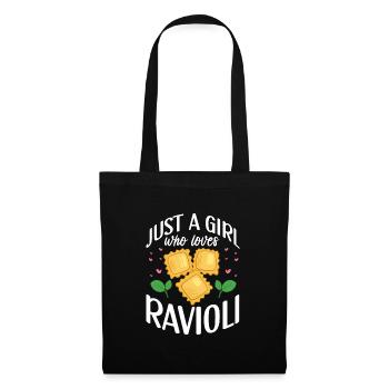 just a girl who loves ravioli Design for a fans of - Stoffbeutel - Schwarz - Vorne