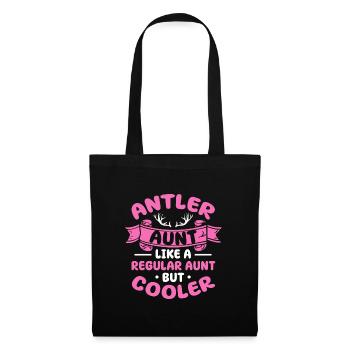 Antler Aunt Like A Regular Aunt But Cooler - Stoffbeutel - Schwarz - Vorne
