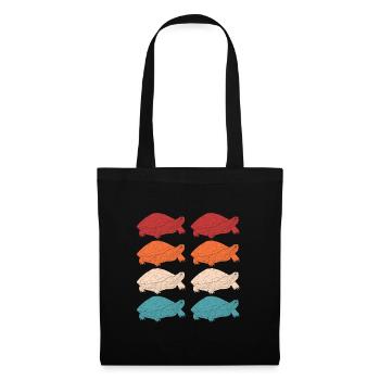 Tortue Vintage Rétro Tortue Curseur à oreilles rouges - Sac en tissu - noir - Devant
