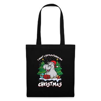 Je souhaite un hippopotame pour Noël - Sac en tissu - noir - Devant